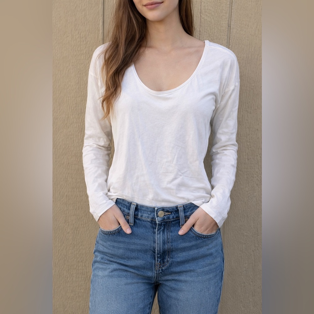 Lululemon Long Sleeve Silk Cotton Blend‎ White Top Size 2